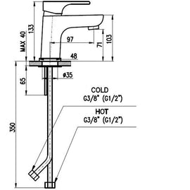 Mitigeur lavabo YUKON en laiton chromé