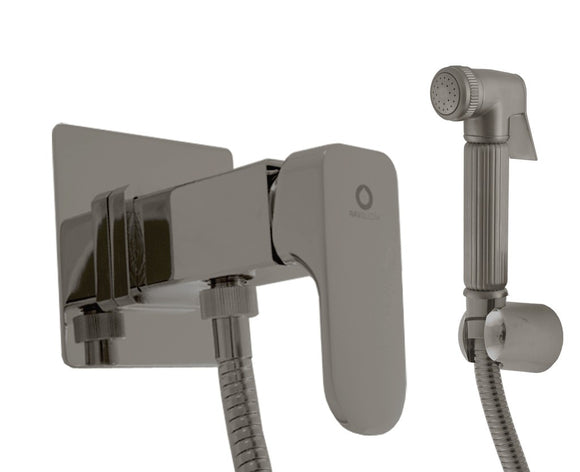 Mitigeur bidet à support fixe avec douchette YUKON en laiton métal gris brossé