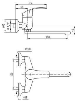 Mitigeur évier MISSISSIPI bec plat pivotant en laiton chromé