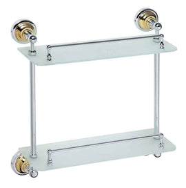 Etagère double de douche avec rail en verre RETRO chromé doré 40x42x12cm