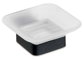Porte-savon carré NERO en laiton noir et verre 10,3 x4,2 x11,7 cm