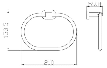 Anneau porte-serviette oval YUKON en laiton noir doré
