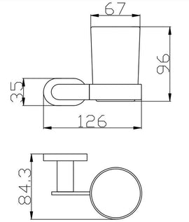 Porte brosses à dents YUKON en laiton noir doré et en verre