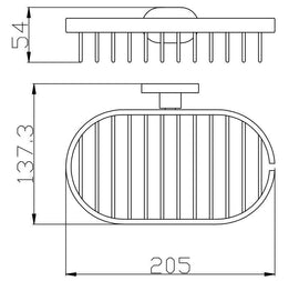 Porte-savon grille YUKON en laiton chromé 20,5x13,73 cm H. 5,4 cm