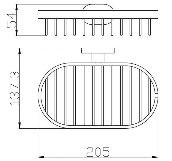 Porte-savon grille YUKON en laiton chromé 20,5x13,73 cm H. 5,4 cm