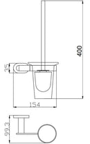 Brosse de toilettes mural YUKON en verre et laiton noir doré 40 cm