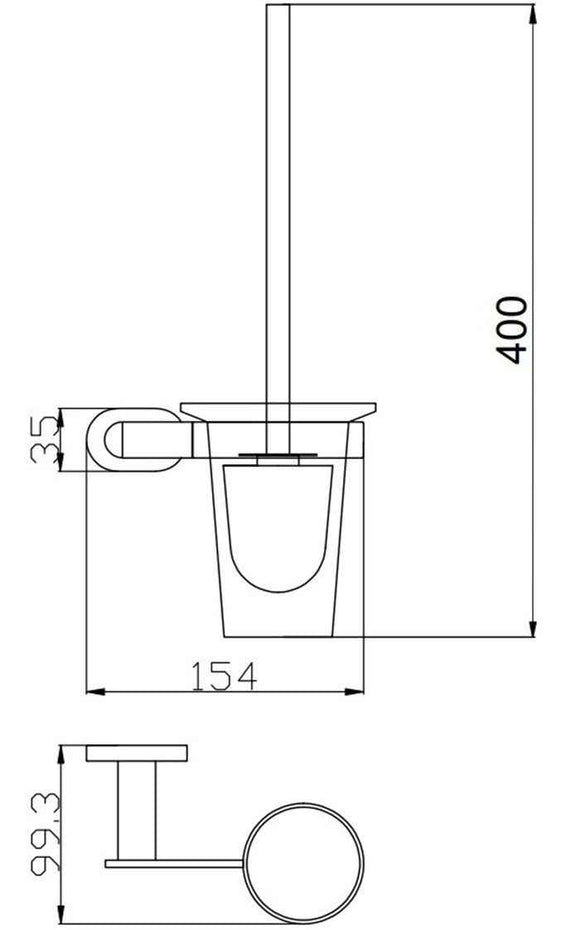 Brosse de toilettes mural YUKON en verre et laiton noir doré 40 cm