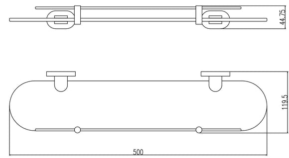 Etagère de douche YUKON en verre et laiton noir mat 50 cm