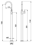 Mitigeur lavabo sur pied SEINA en laiton doré H. 115 cm-1