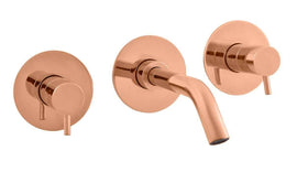Mitigeur lavabo mural SEINA 3 trous en laiton rose gold brossé