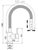 Mitigeur évier flexible à mémoire de forme SEINA en laiton noir H. 36 cm