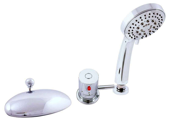 Mitigeur baignoire thermostatique avec cascade 3 trous en laiton chromé