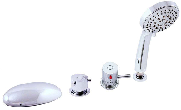Mitigeur baignoire thermostatique 4 trous avec inverseur en laiton chromé