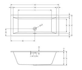 Baignoire RIHO RETHINK CUBIC Plug&Play 160x70 cm