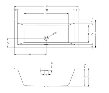 Baignoire RIHO RETHINK CUBIC Plug&Play 160x70 cm