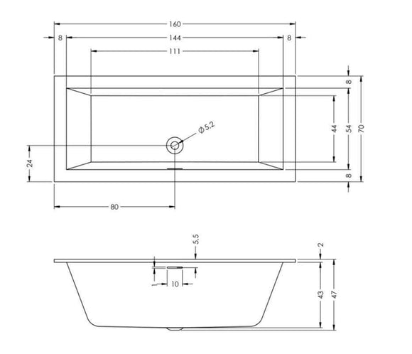 Baignoire RIHO RETHINK CUBIC Plug&Play 160x70 cm