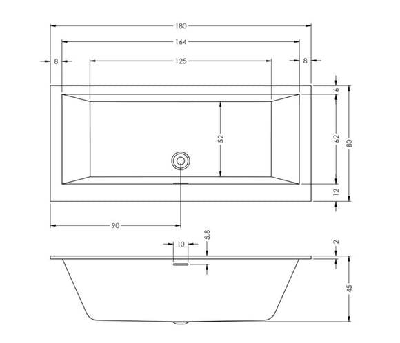 Baignoire RIHO RETHINK CUBIC Plug&Play Back2Wall 180x80 cm