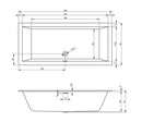 Baignoire RIHO RETHINK CUBIC Plug&Play Back2Wall 200x90 cm-5