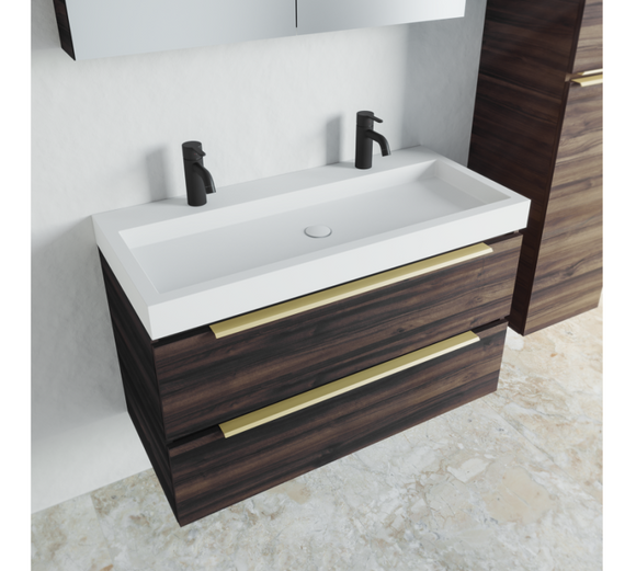 Lavabo SPRING VOW RIHO 120x46x8 cm 2 trous en composite de marbre