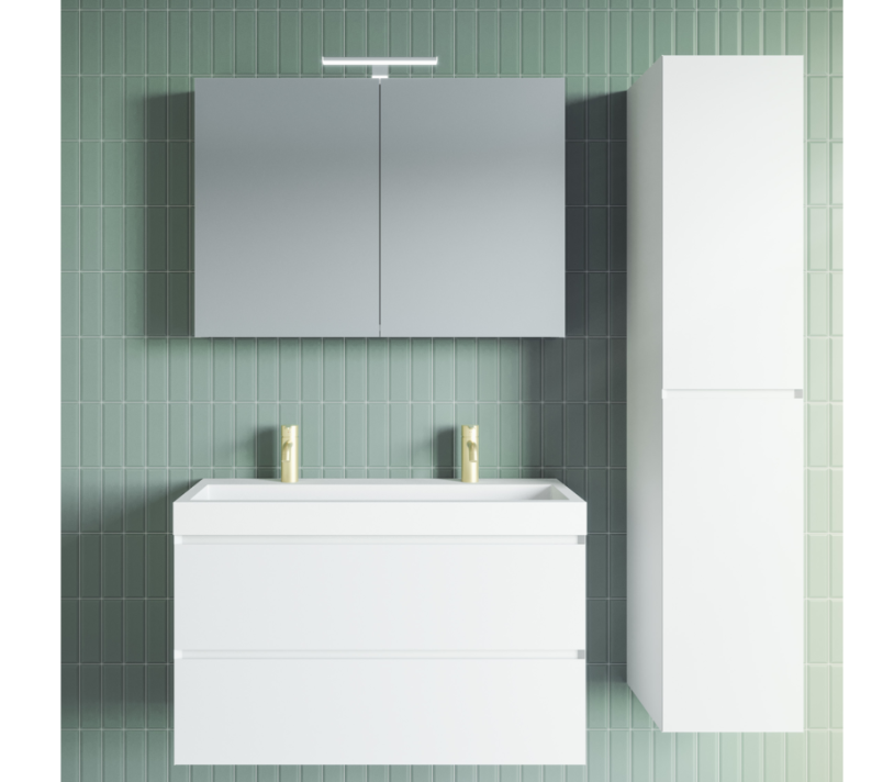 Lavabo SPRING VOW RIHO 120x46x8 cm 2 trous en composite de marbre