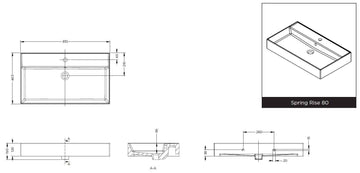 Lavabo SPRING RISE RIHO 80x46x12 cm en céramique