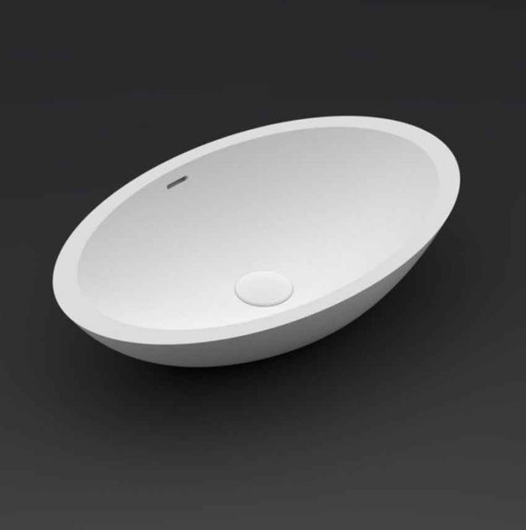 Vasque à poser blanc mat AVELLA OVAL RIHO 58x36 cm solid surface