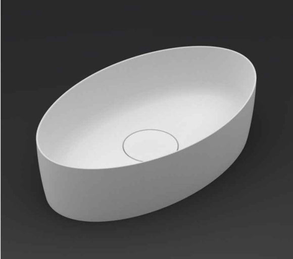 Vasque à poser blanc mat THIN OVAL RIHO 58x35 cm solid surface
