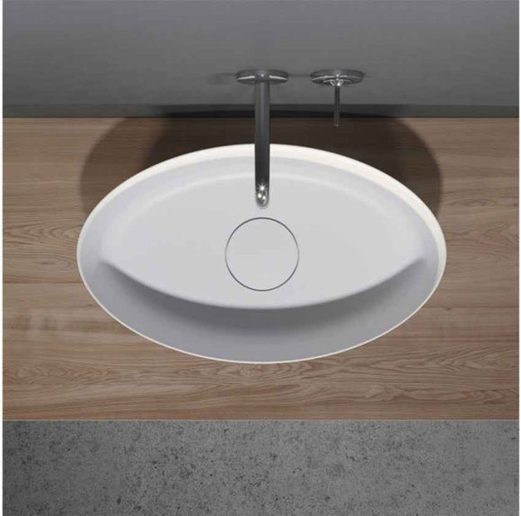 Vasque à poser blanc mat THIN OVAL RIHO 58x35 cm solid surface