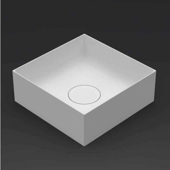 Vasque à poser blanc mat THIN SQUARE RIHO 38x38 cm solid surface