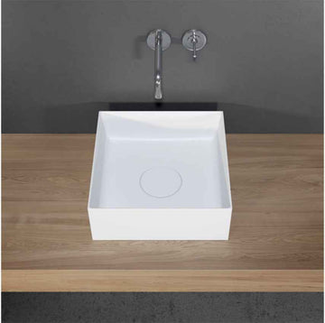 Vasque à poser blanc mat THIN SQUARE RIHO 38x38 cm solid surface