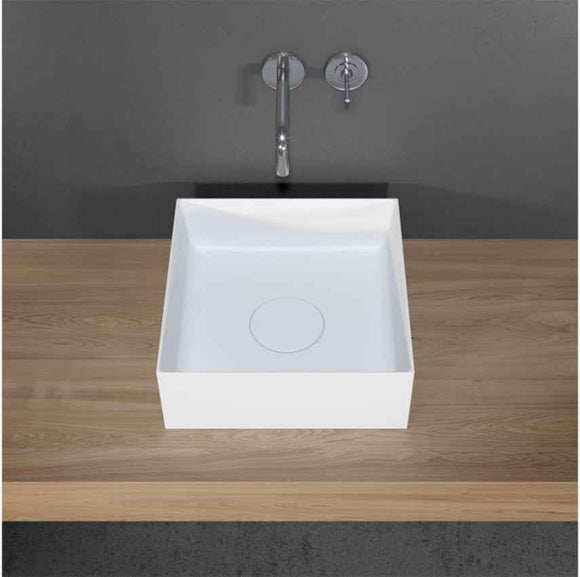 Vasque à poser blanc mat THIN SQUARE RIHO 38x38 cm solid surface