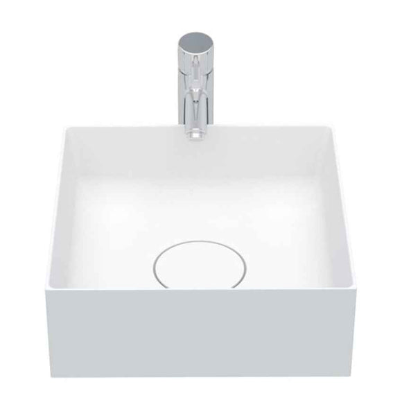 Vasque à poser blanc mat THIN SQUARE RIHO 38x38 cm solid surface