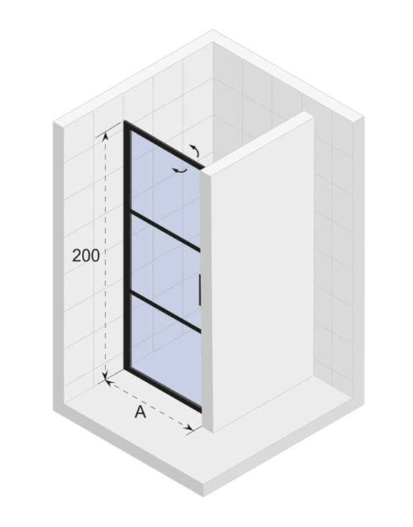 Porte de douche battante GRID 101 RIHO 100x200 cm