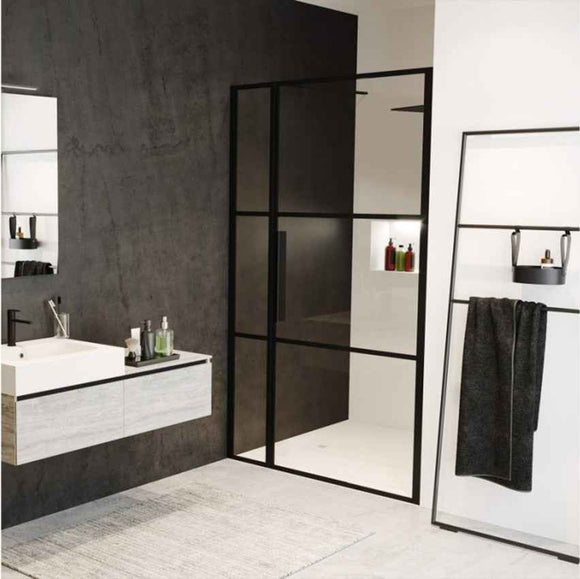 Porte de douche battante en niche GRID 104 RIHO 110x200 cm