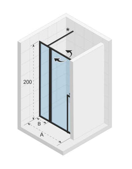 Porte de douche battante en niche LUCID 104 RIHO 140x200 cm