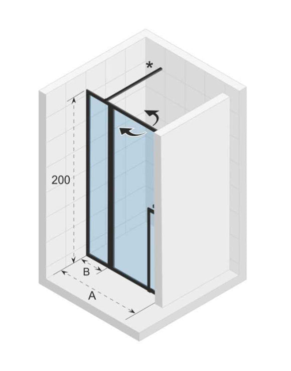Porte de douche battante en niche LUCID 104 RIHO 140x200 cm