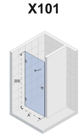 Porte de douche battante à charnières chromées SCANDIC NXT 101 RIHO 80x200 cm