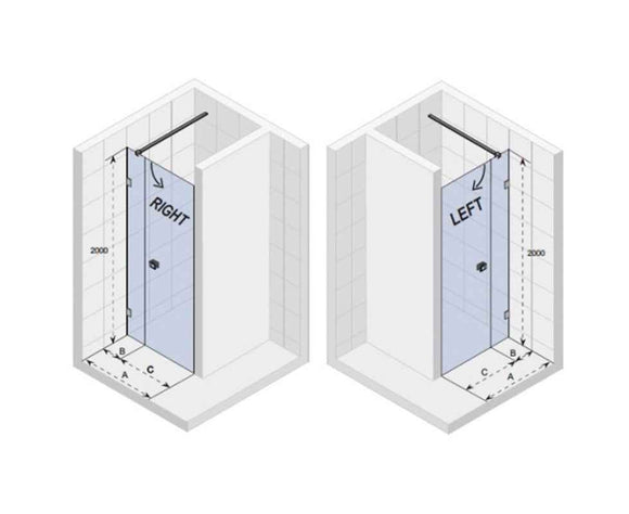 Porte de douche battante à charnières noires SCANDIC NXT 102 RIHO 120x200 cm