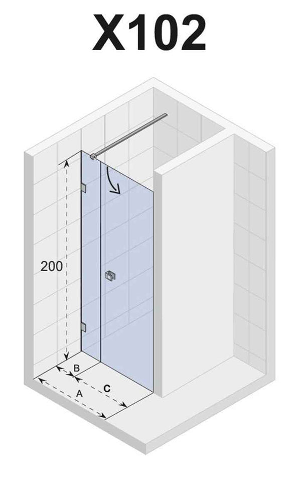 Porte de douche battante à charnières noires SCANDIC NXT 102 RIHO 120x200 cm