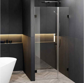 Porte de douche battante à charnières noires SCANDIC NXT 102 RIHO 140x200 cm