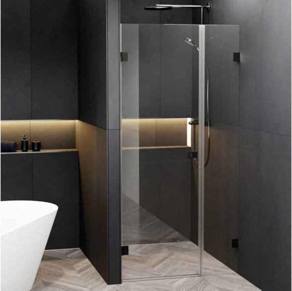 Porte de douche battante à charnières noires SCANDIC NXT 102 RIHO 140x200 cm