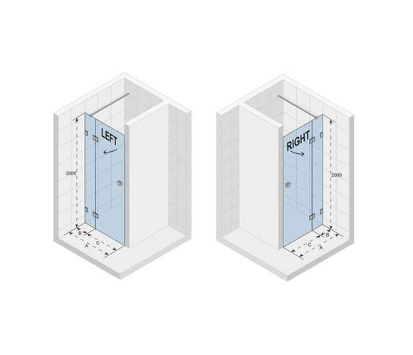 Porte de douche battante à charnières chromées SCANDIC NXT 104 RIHO 90x200 cm