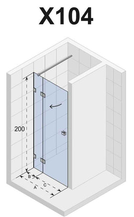 Porte de douche battante à charnières chromées SCANDIC NXT 104 RIHO 120x200 cm