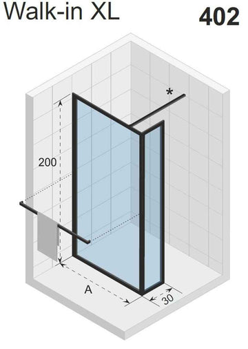 Paroi de douche italienne LUCID 402 RIHO 120x30x200 cm