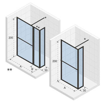 Paroi de douche italienne LUCID 402 RIHO 120x30x200 cm