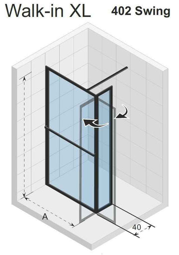 Paroi de douche italienne LUCID 402 SWING RIHO 160x40x200 cm