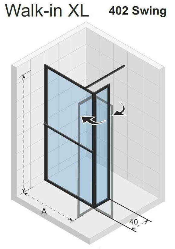 Paroi de douche italienne LUCID 402 SWING RIHO 160x40x200 cm