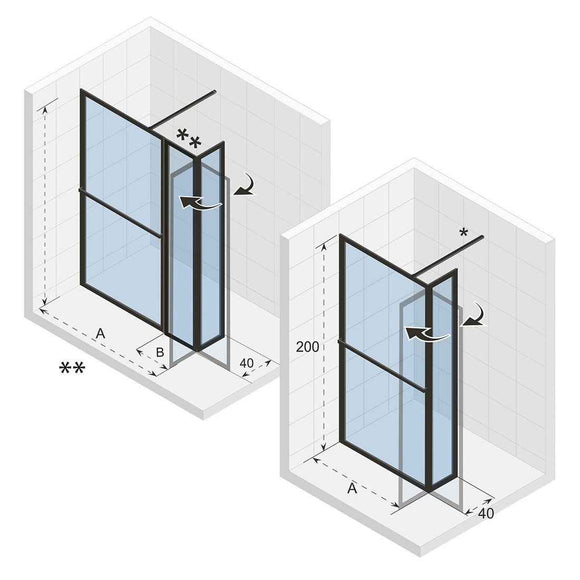 Paroi de douche italienne LUCID 402 SWING RIHO 180x40x200 cm