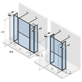 Paroi de douche italienne LUCID 404 swing RIHO 90x40x200 cm
