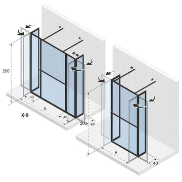 Paroi de douche italienne LUCID 404 swing RIHO 120x40x200 cm